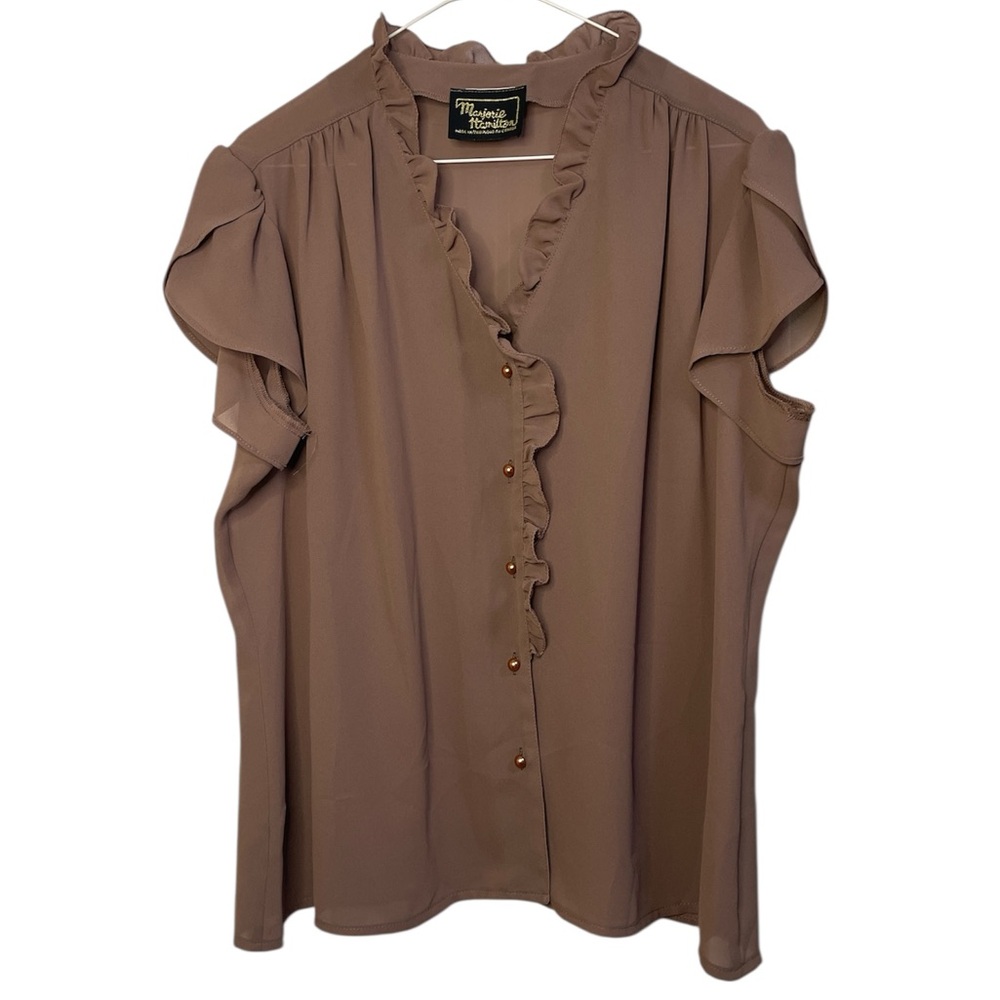 Vintage Marjorie Hamilton Ruffle Blouse Made in Canada Size XL